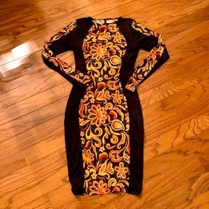 🔥🔥Orange and black printed bodycon dress